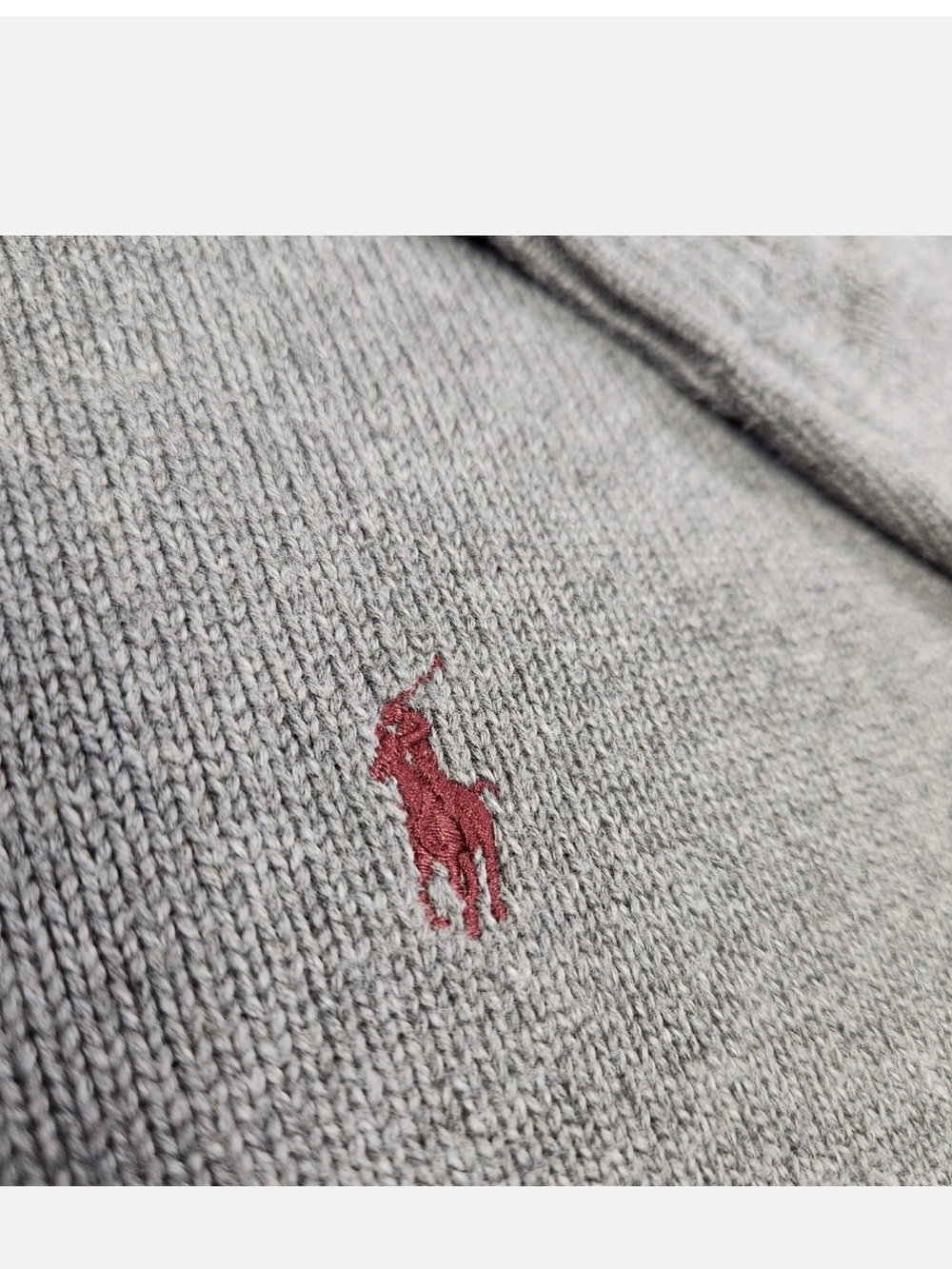 Vintage Ralph Lauren Gray Half-Zip Ribbed Wool Sweater - Picture 6 of 7